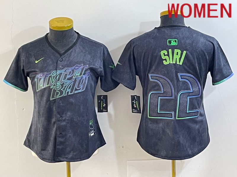 Women Tampa Bay Rays 22 Siri Black City Edition Nike 2024 MLB Jersey style 1